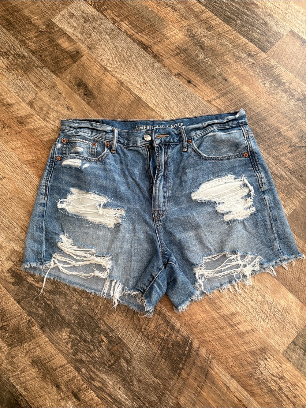 American Eagle Outfitters Light Blue Distressed Denim Shorts